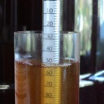 A hydrometer testing alcohol content 